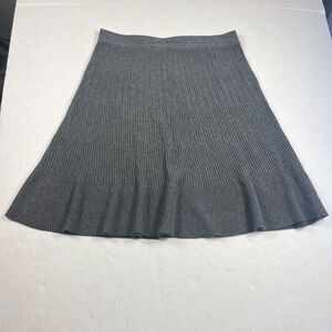 Max Studio Ribbed Knit A-Line Skirt Gray Classic Minimalist Work Pull On MEDIUM